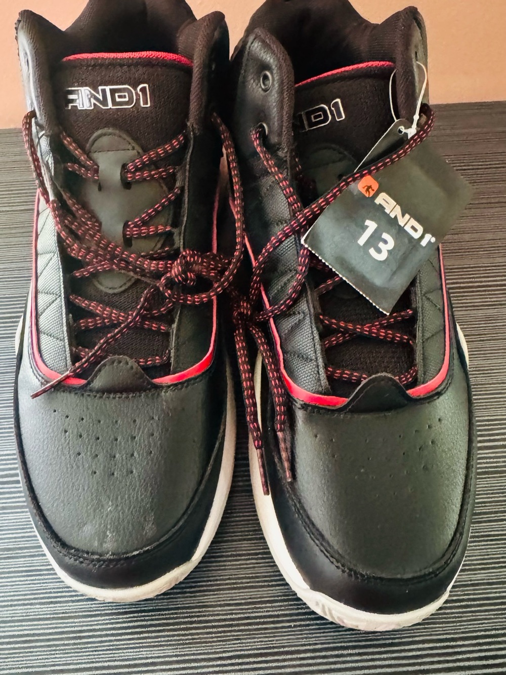 AND1 Black and Red High-Top Basketball Sneakers